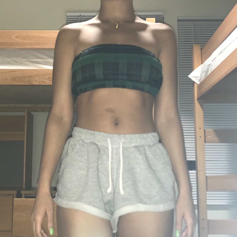 Green Plaid Bandeau Too